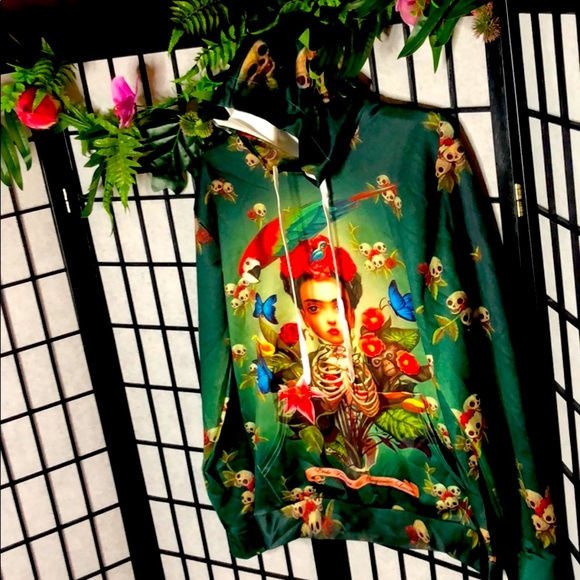 Halloween Retro Floral Skull Printed oversized hoodie O/S - Picture 5 of 8